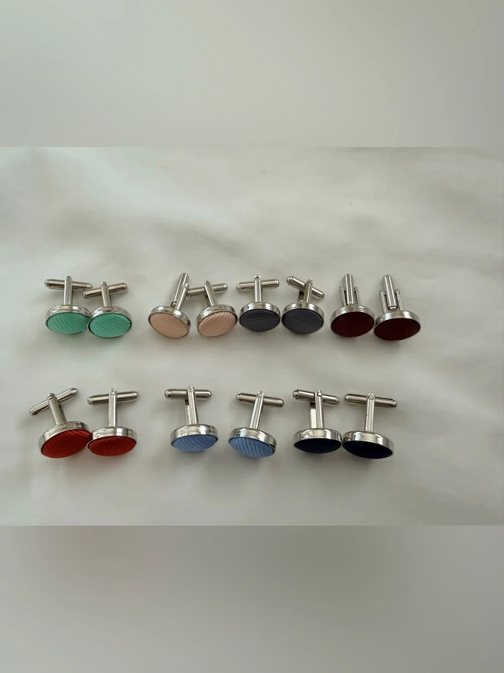 Men's Round Cufflink Set - Multiple Color Options
